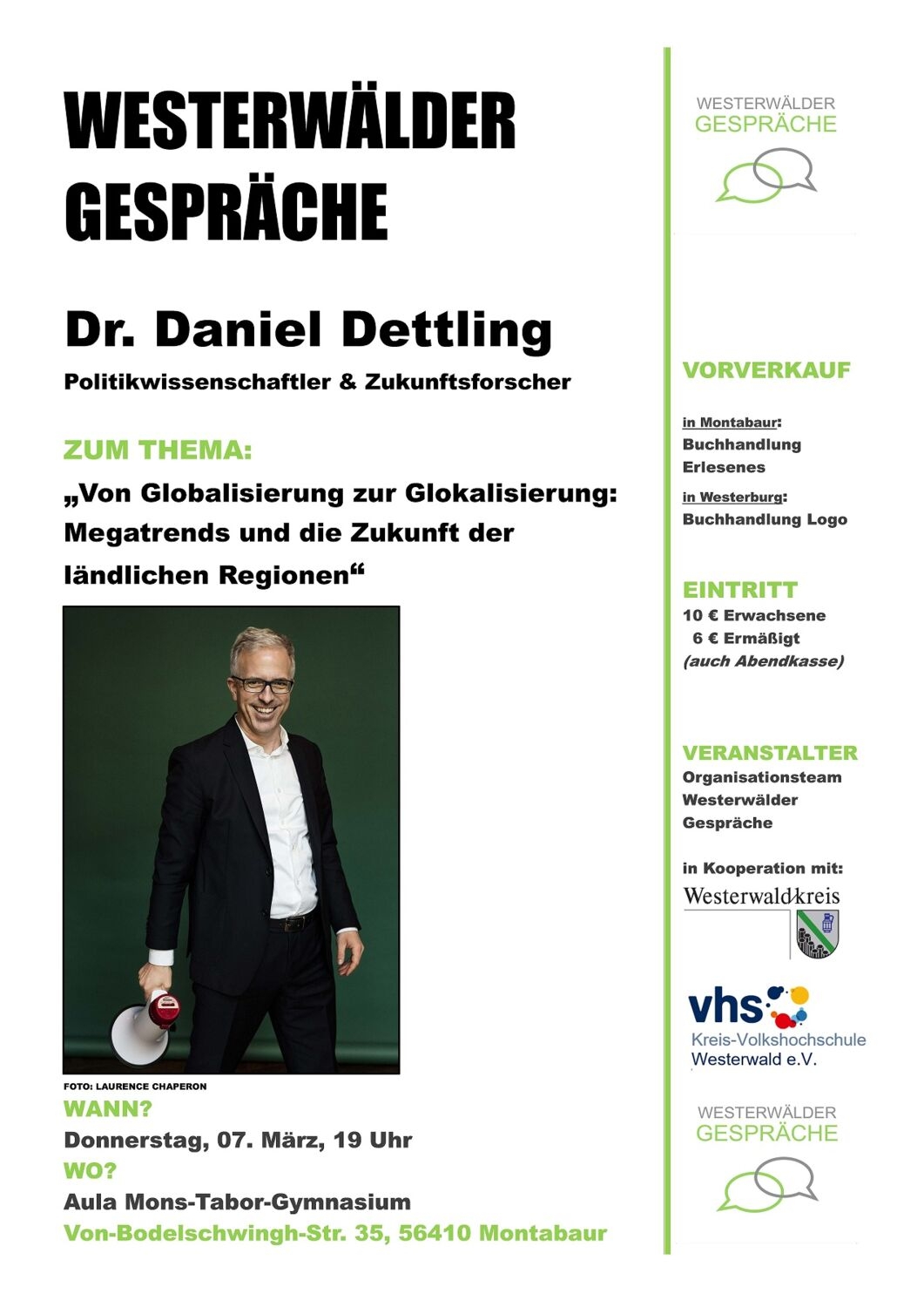 Werbung für eine weitere Veranstaltung der Westerwälder Gespräche. 