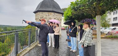 Bei der Stadtführung regnete es leider.