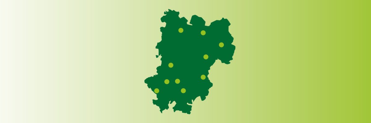 Der Umriss des Westerwaldkreises mit den 10 Verbandsgemeinden.
