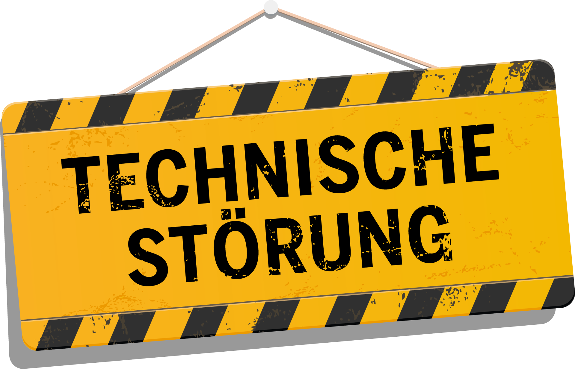 Ein gelbes Baustellenschild mit dem Text Technische Störung.